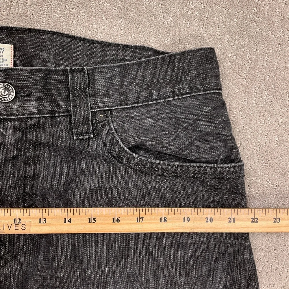 True Religion Ricky Jeans‎ Mens 34 Black Good Fade Horseshoe Straight Grunge USA